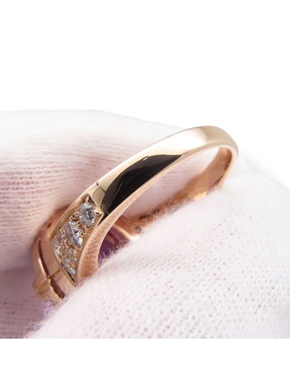 Bvlgari Ring Parentesi Cocktail Amethyst Diamond 18k Pink Gold